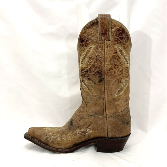 Justin Bent Rail 11" Distressed Tan Cowboy Boots BRL107 Wms EXCELLENT COND - Picture 6 of 13